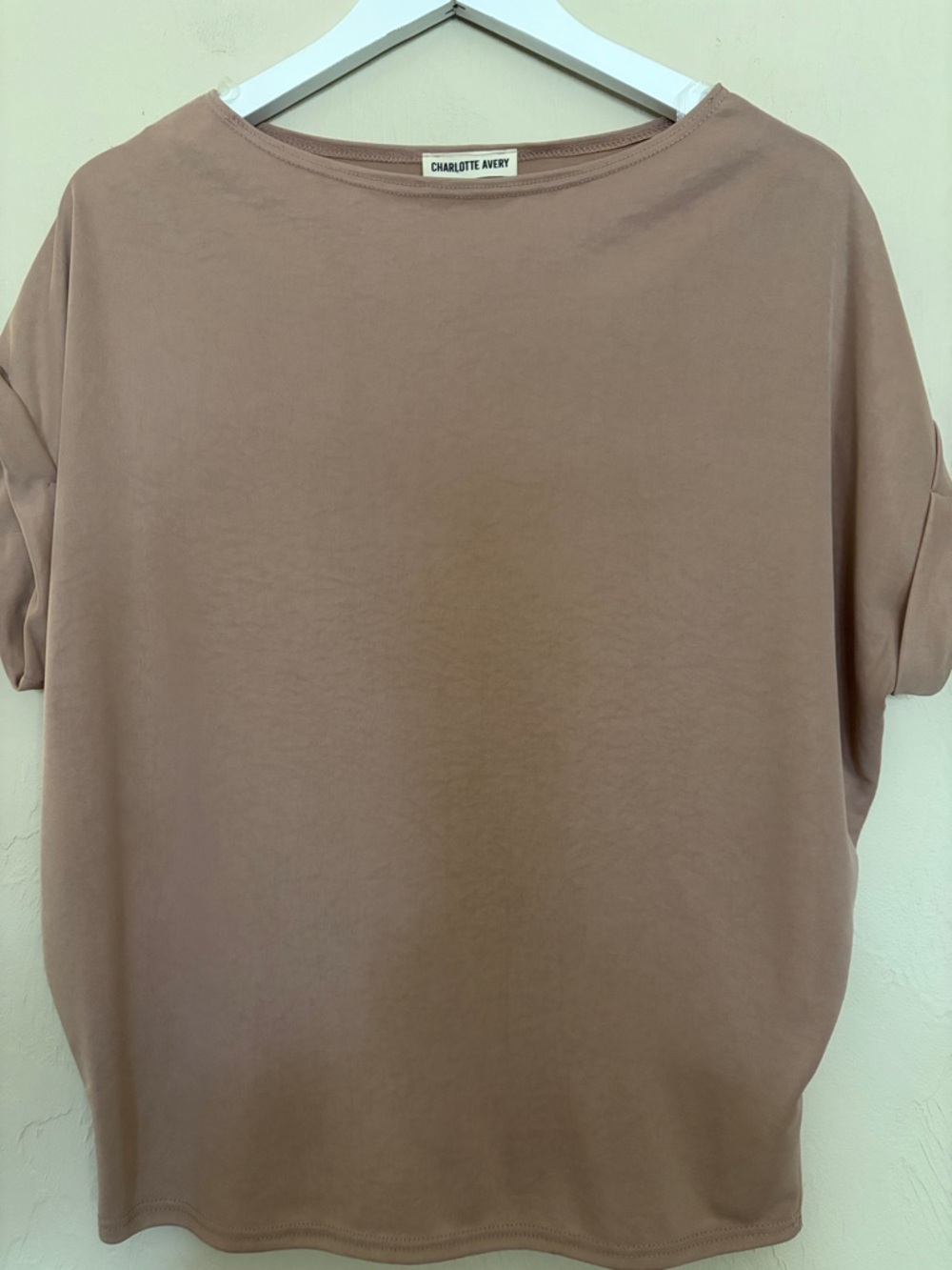 Charlotte Avery Light Brown. Dolman Short Sleeve Top. Never Worn! NWOT!